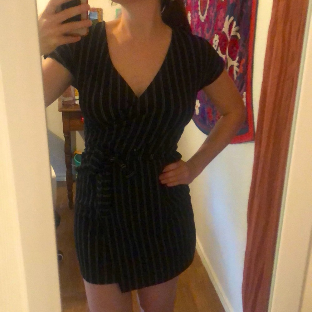 Rebel sugar black striped dress